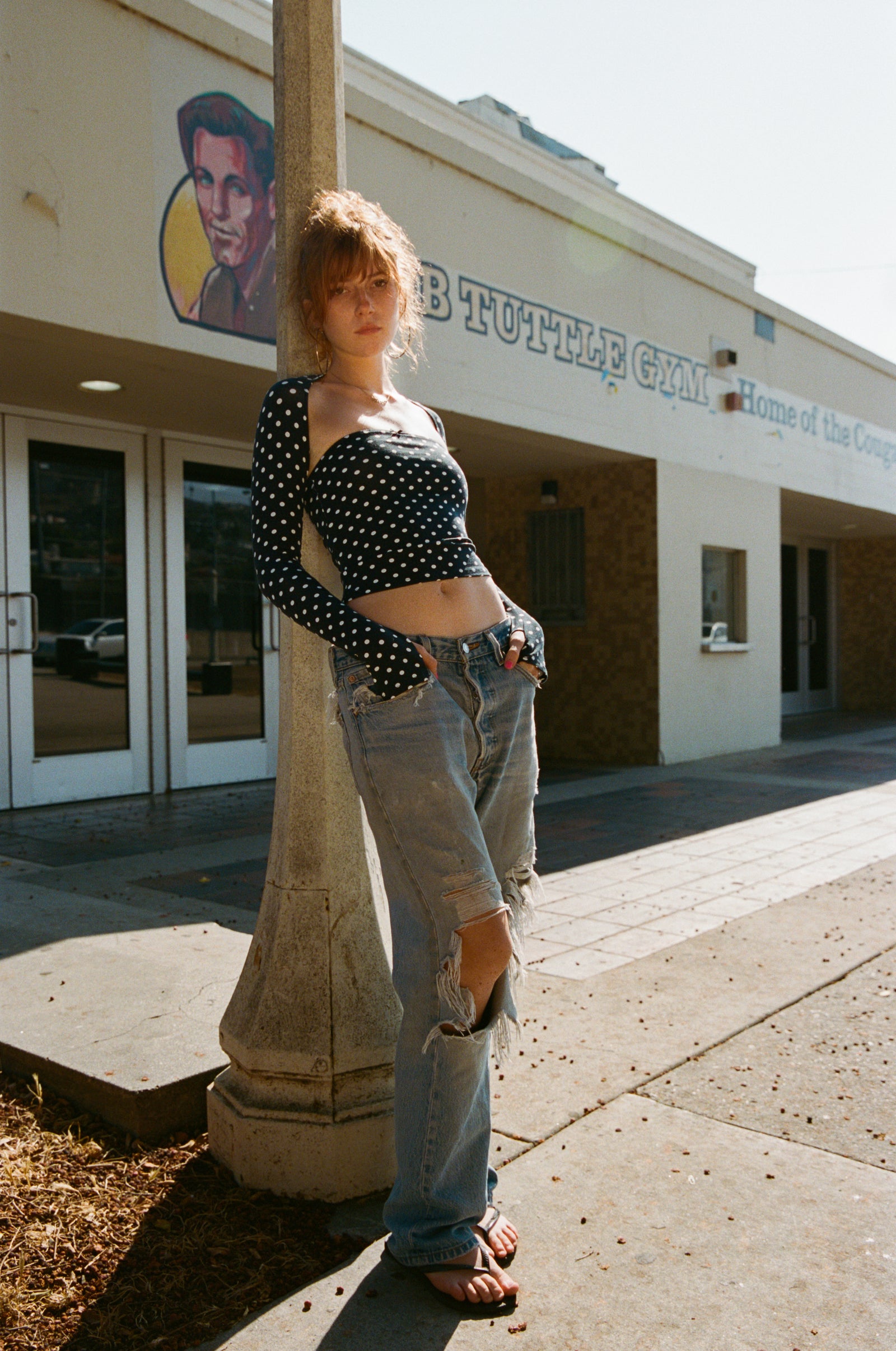 LINED CONTOUR TUBE TOP IN DOMINO DOT