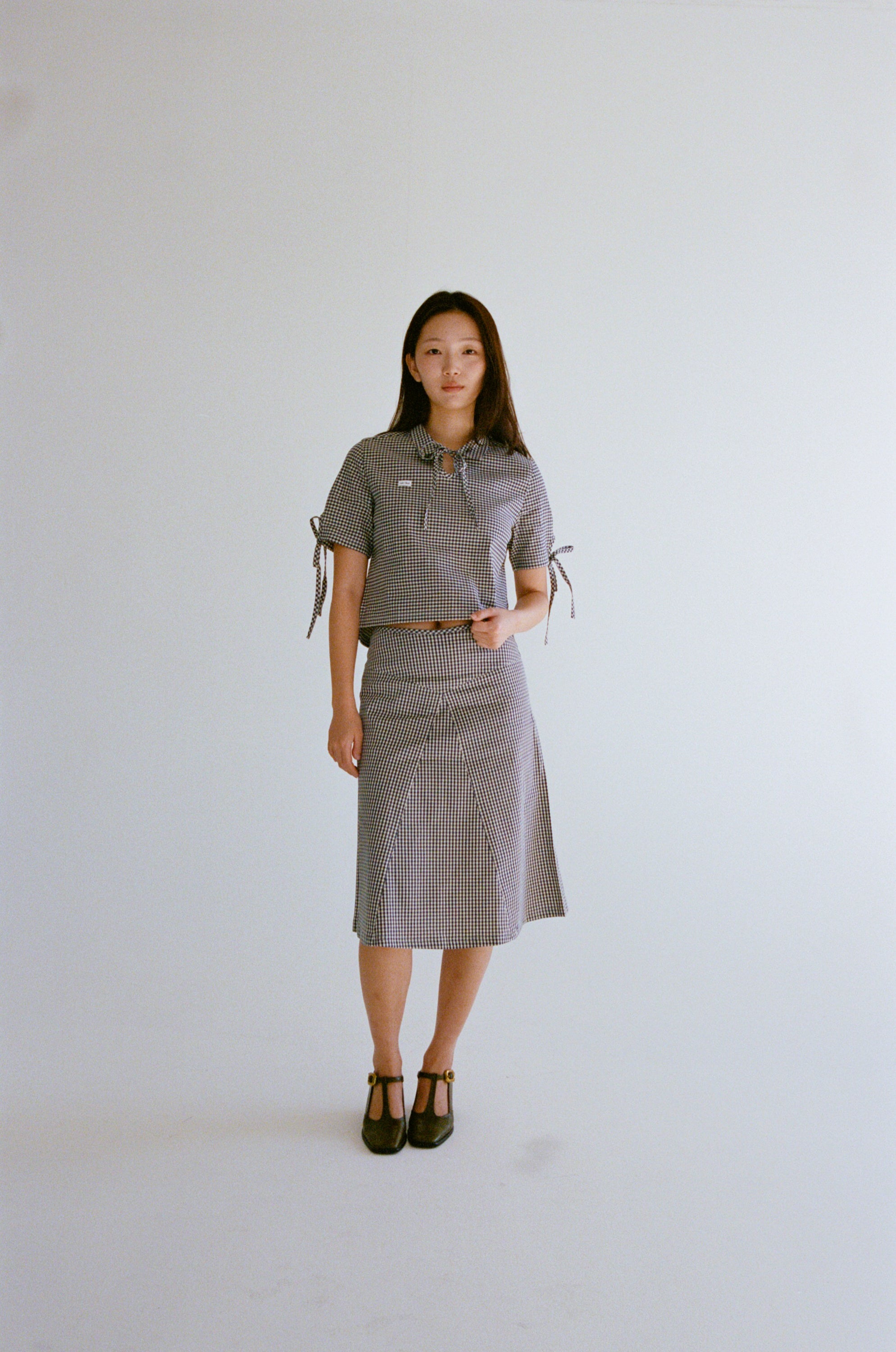 TIE POLO IN NAVY GINGHAM