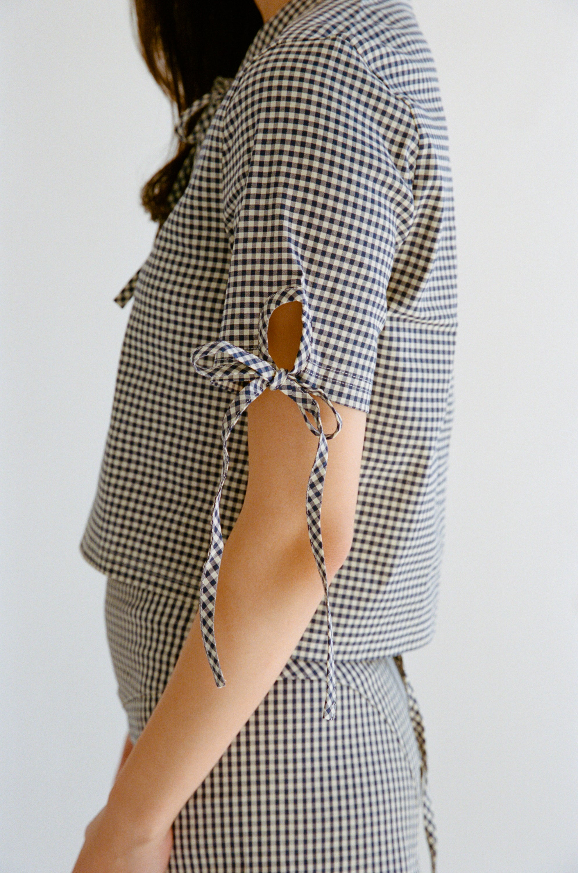 TIE POLO IN NAVY GINGHAM