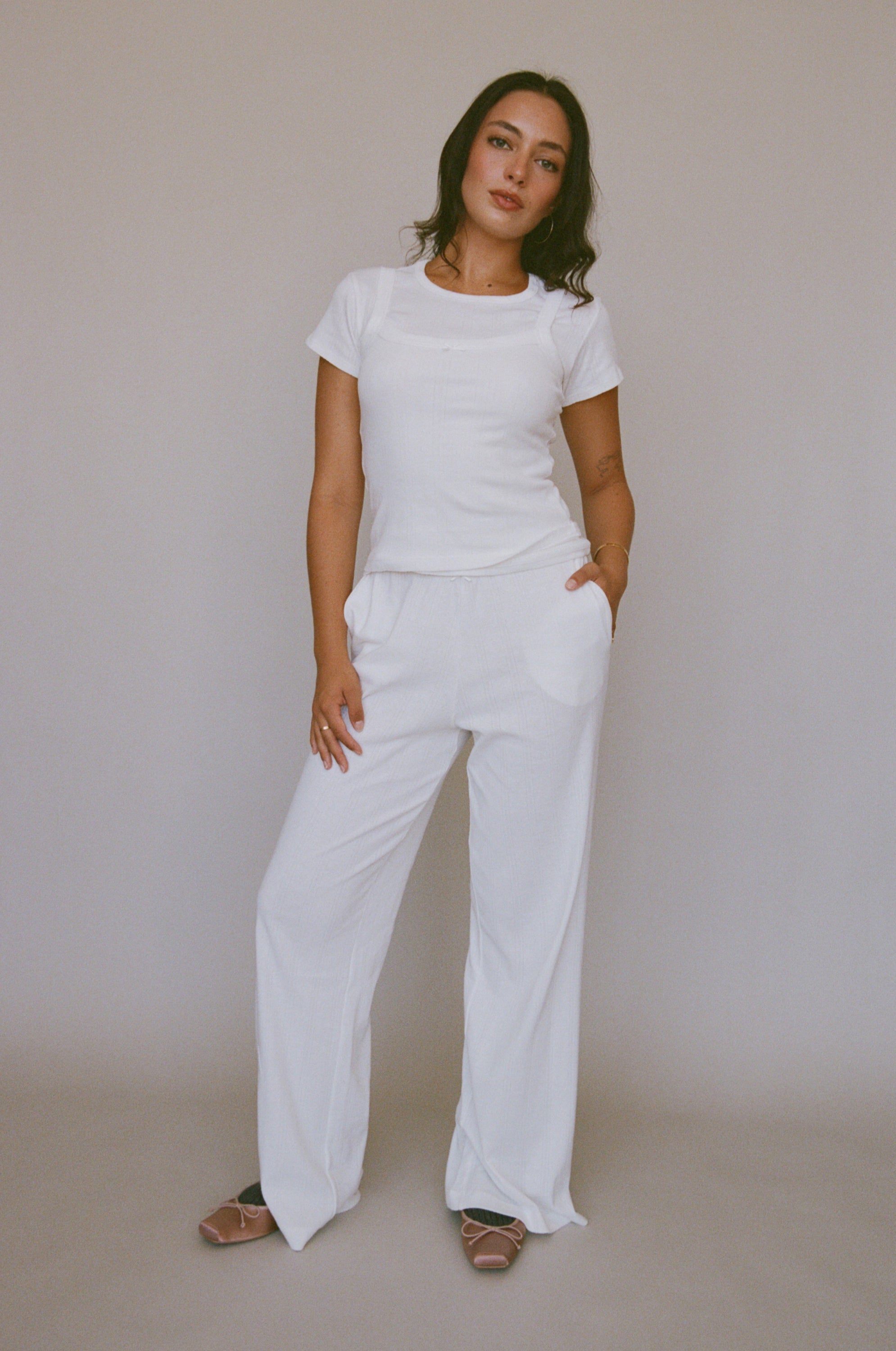 POINTELLE EASY PANT IN SWAN