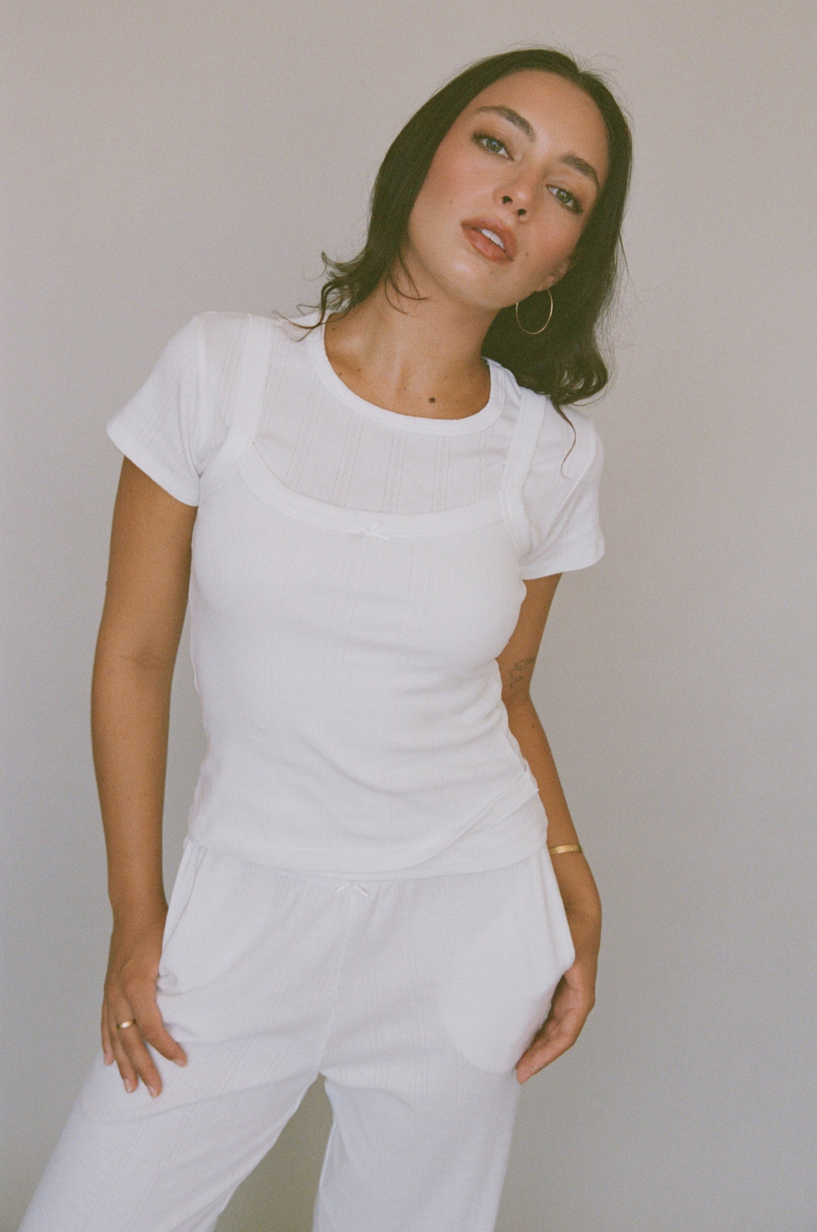 PERFECT T-SHIRT IN SWAN POINTELLE