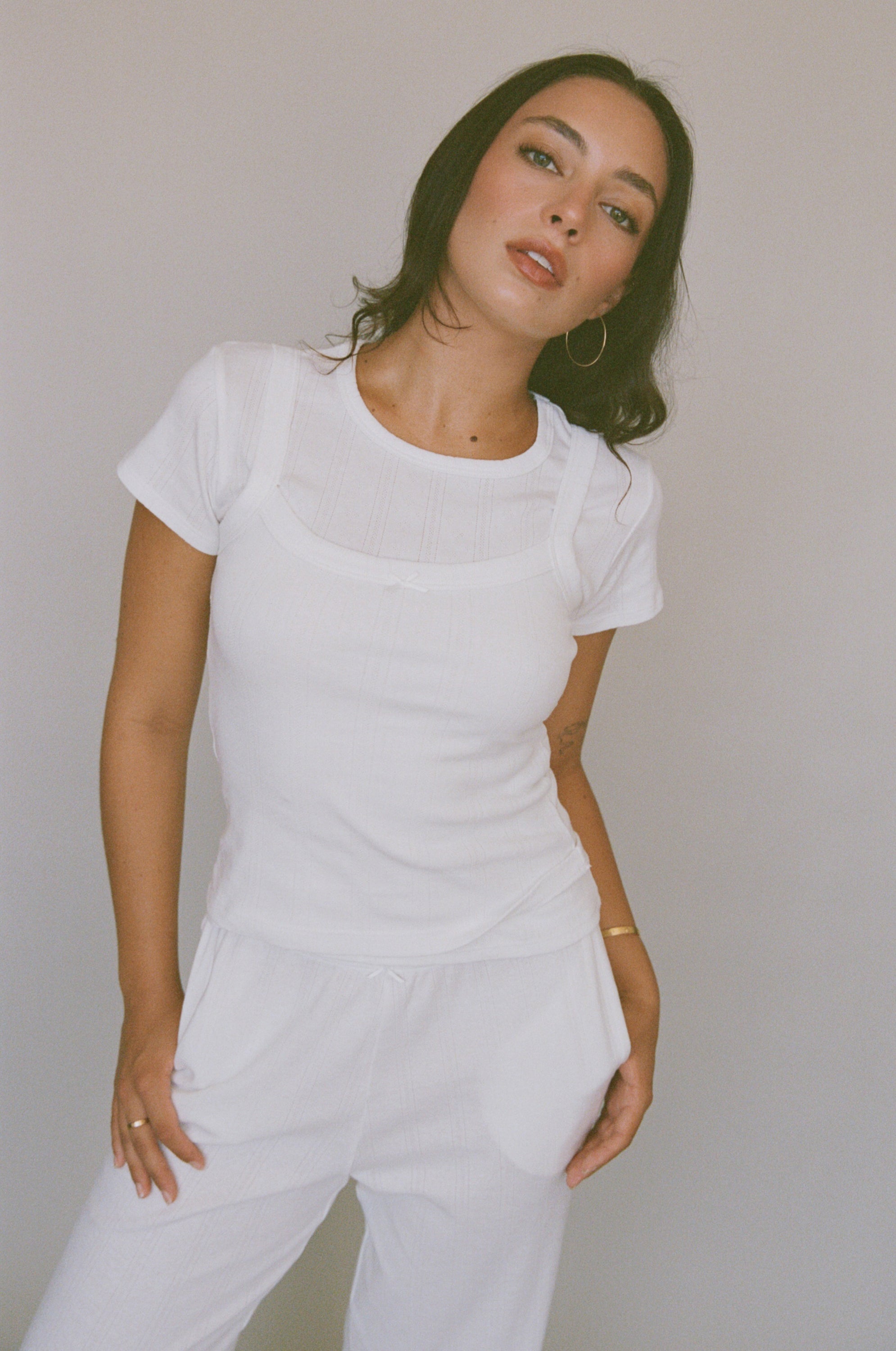 PERFECT T-SHIRT IN SWAN POINTELLE