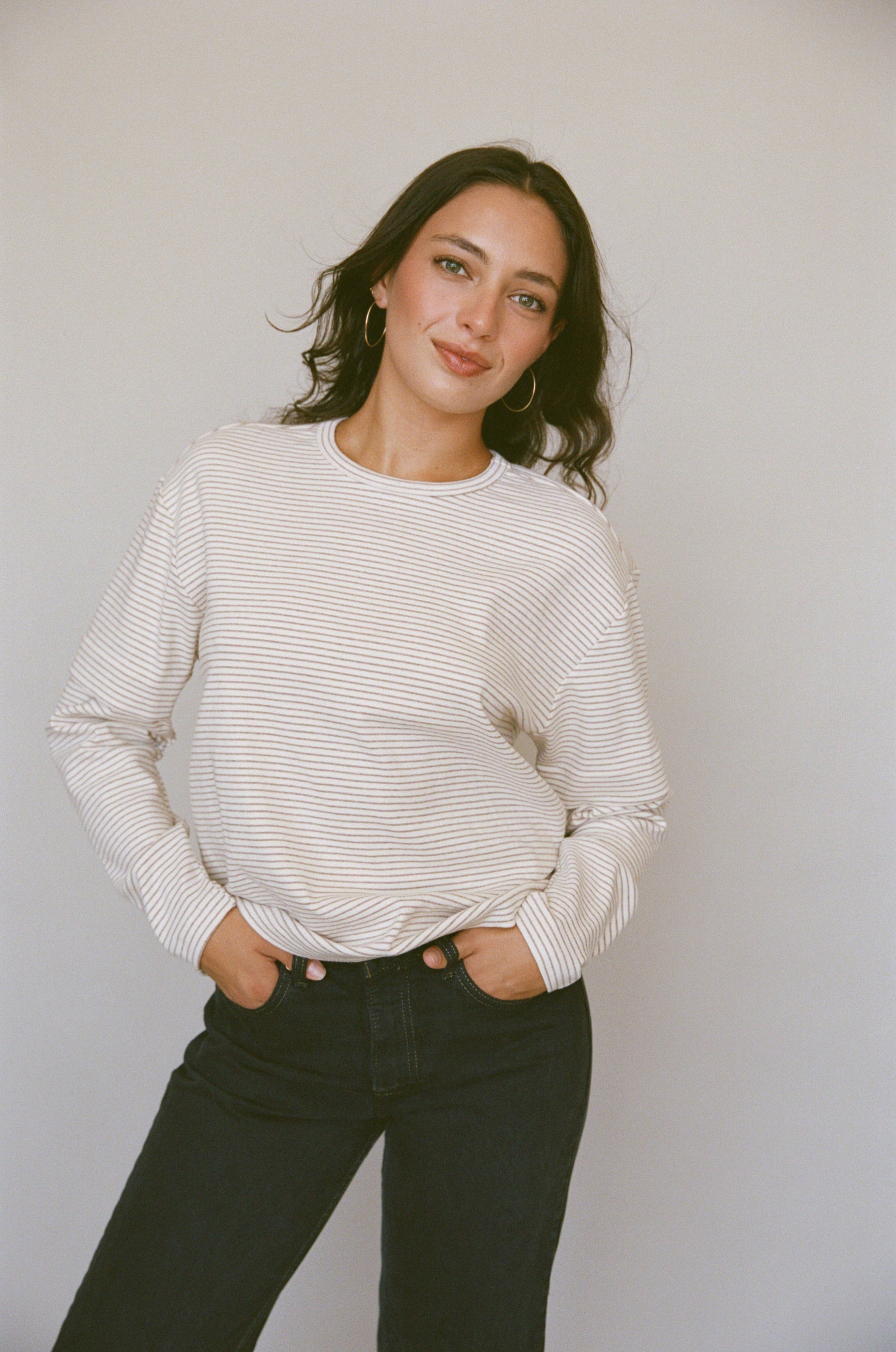 SKATE LONG SLEEVE IN ECRU STRIPE