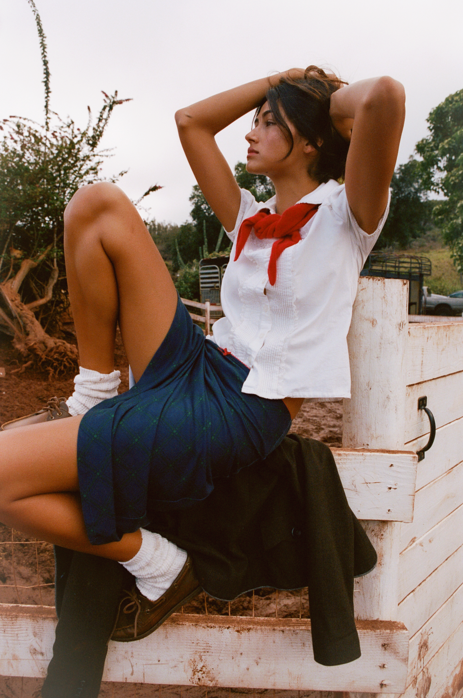 BIAS MIDI SLIP SKIRT IN OXFORD