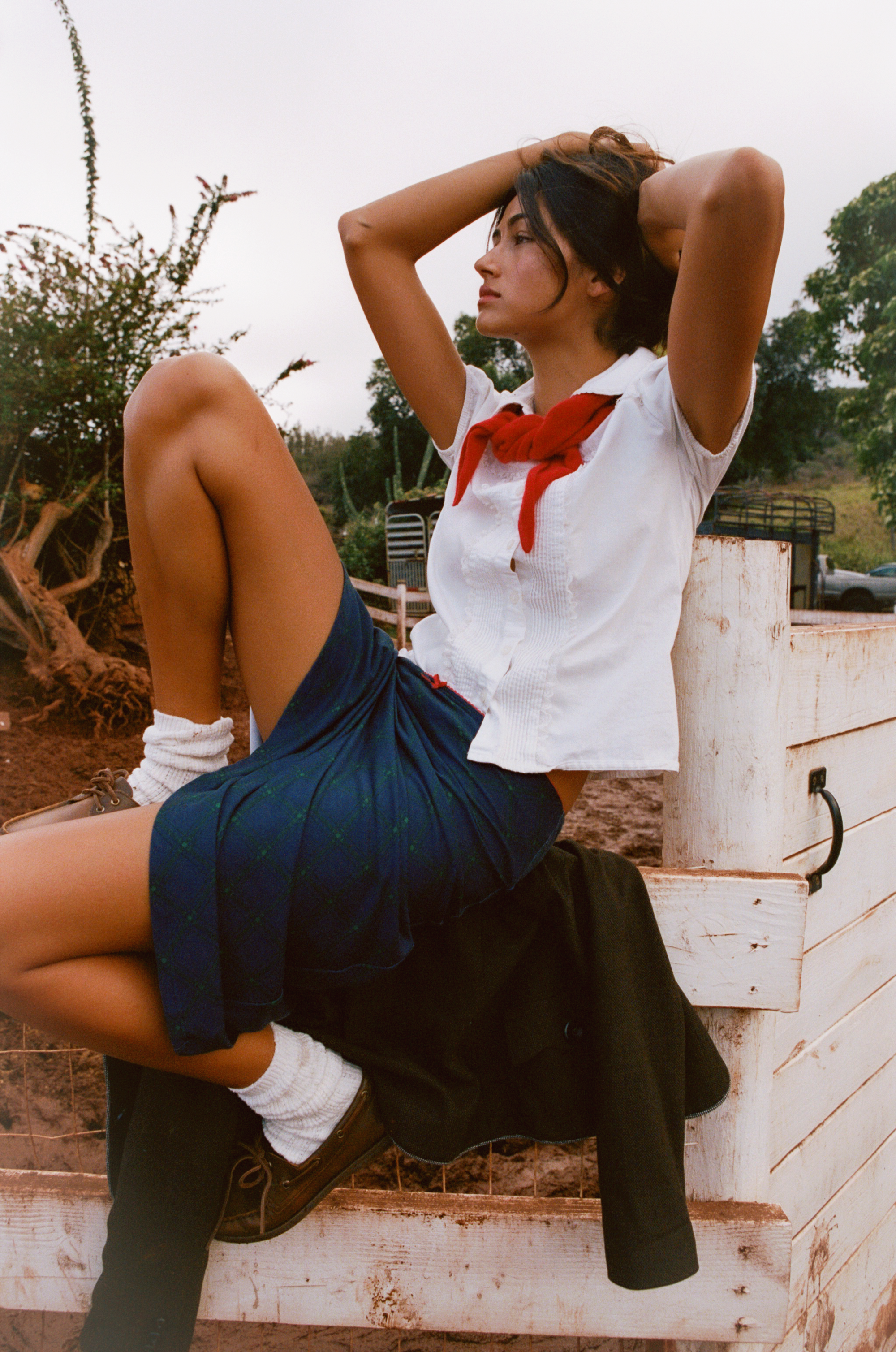 BIAS MIDI SLIP SKIRT IN OXFORD