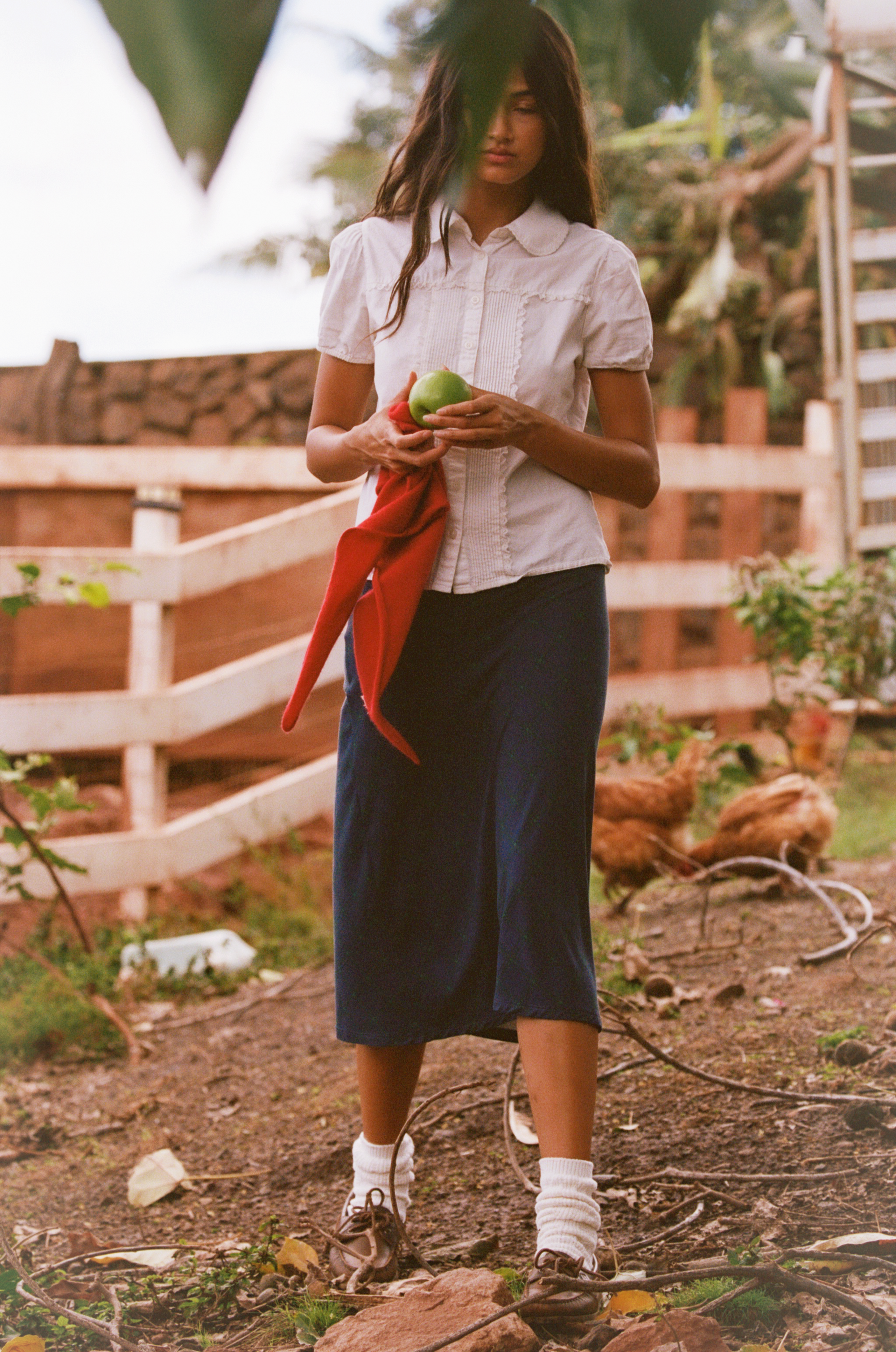 BIAS MIDI SLIP SKIRT IN OXFORD