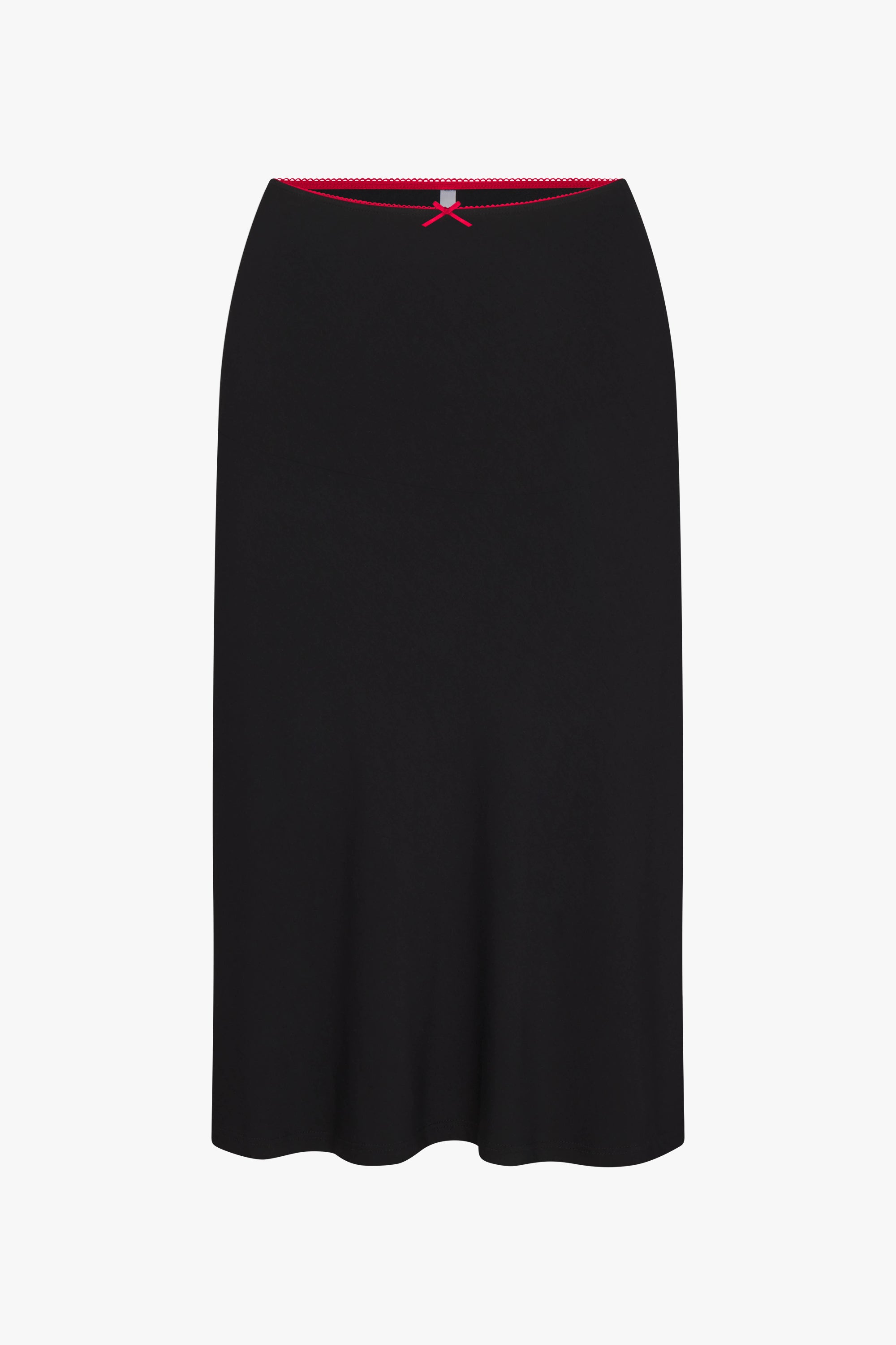 BIAS MIDI SLIP SKIRT IN ONYX/CHERRY