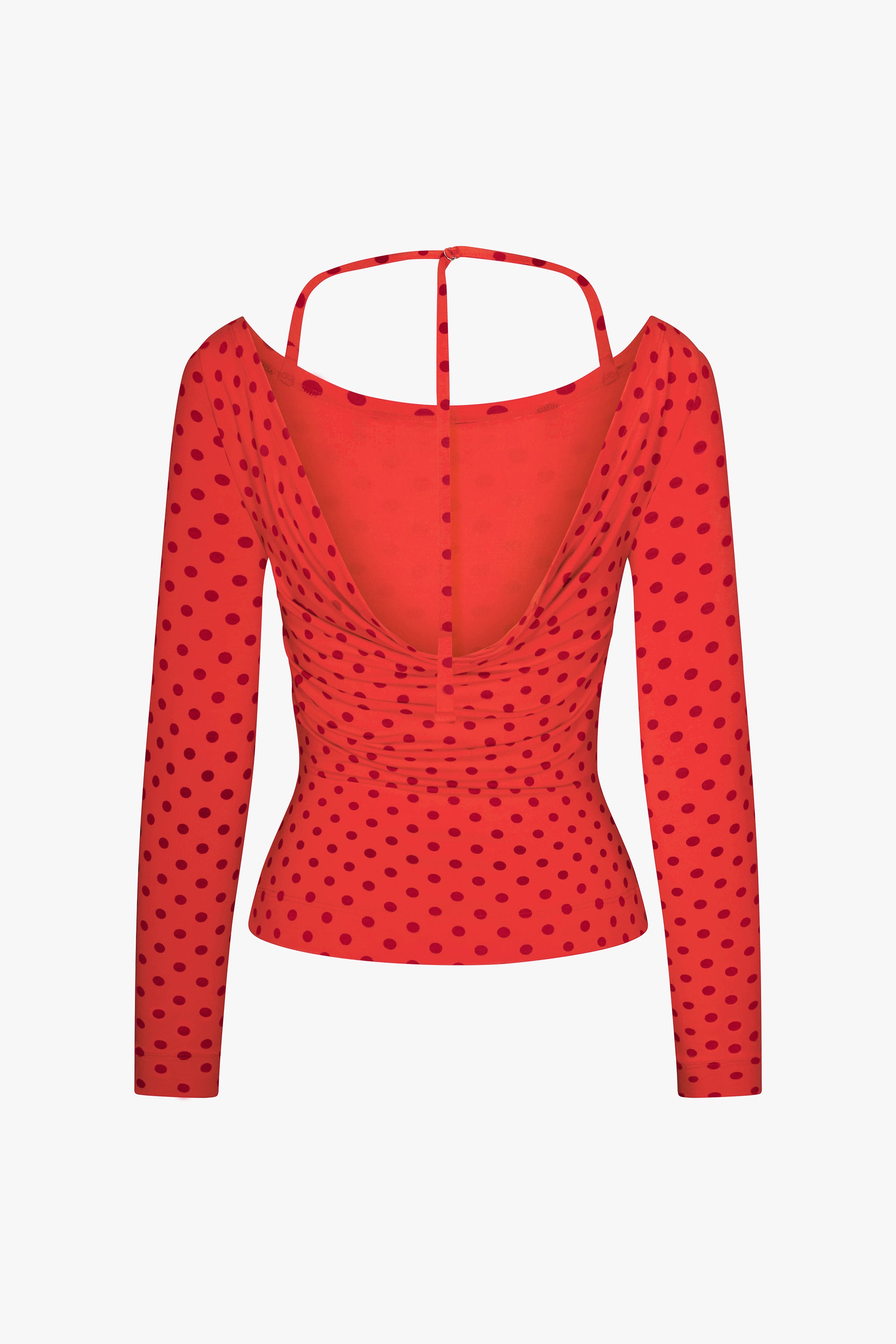 COWL BACK LONG SLEEVE IN CHILI PEPPER