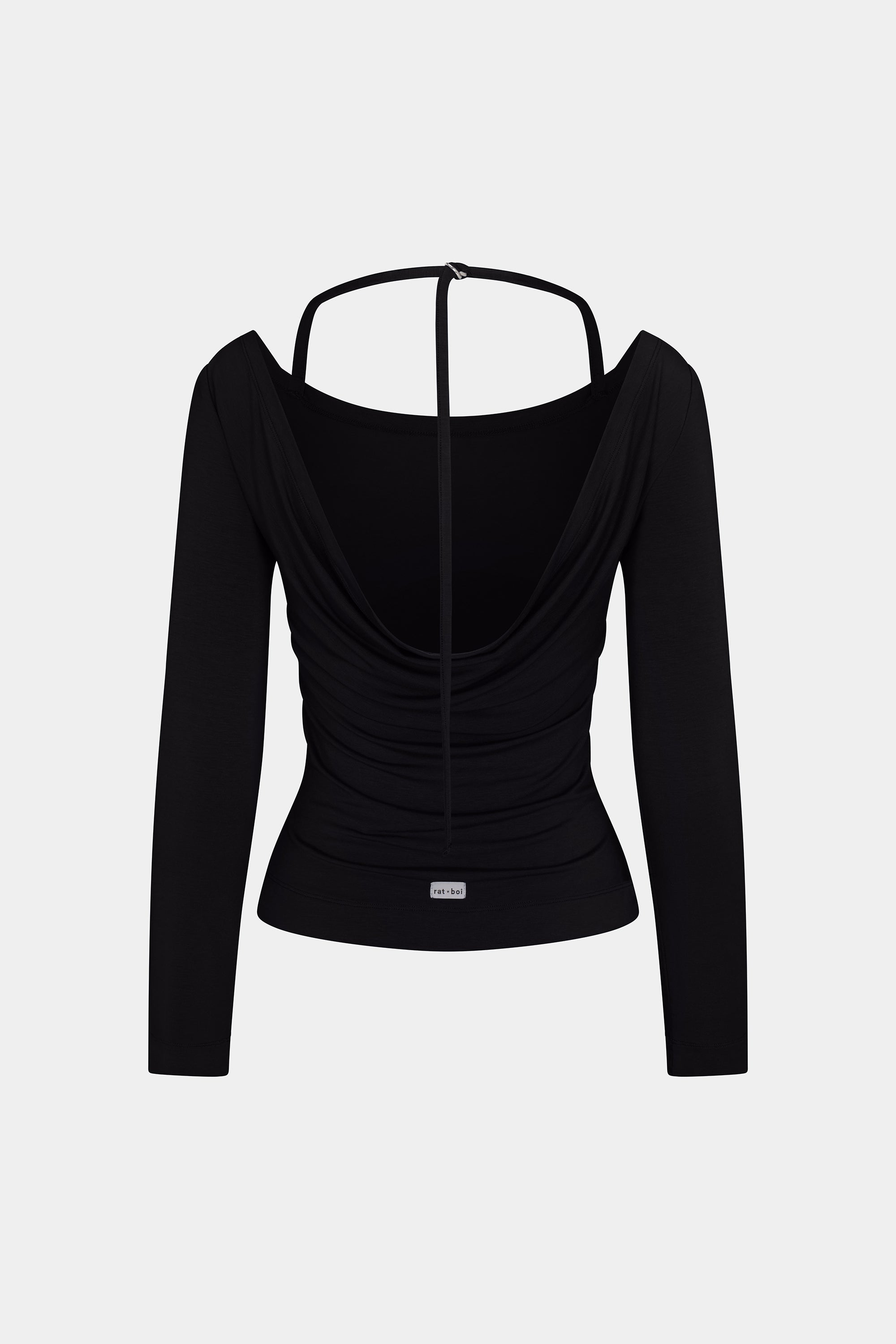 COWL BACK LONG SLEEVE IN ONYX