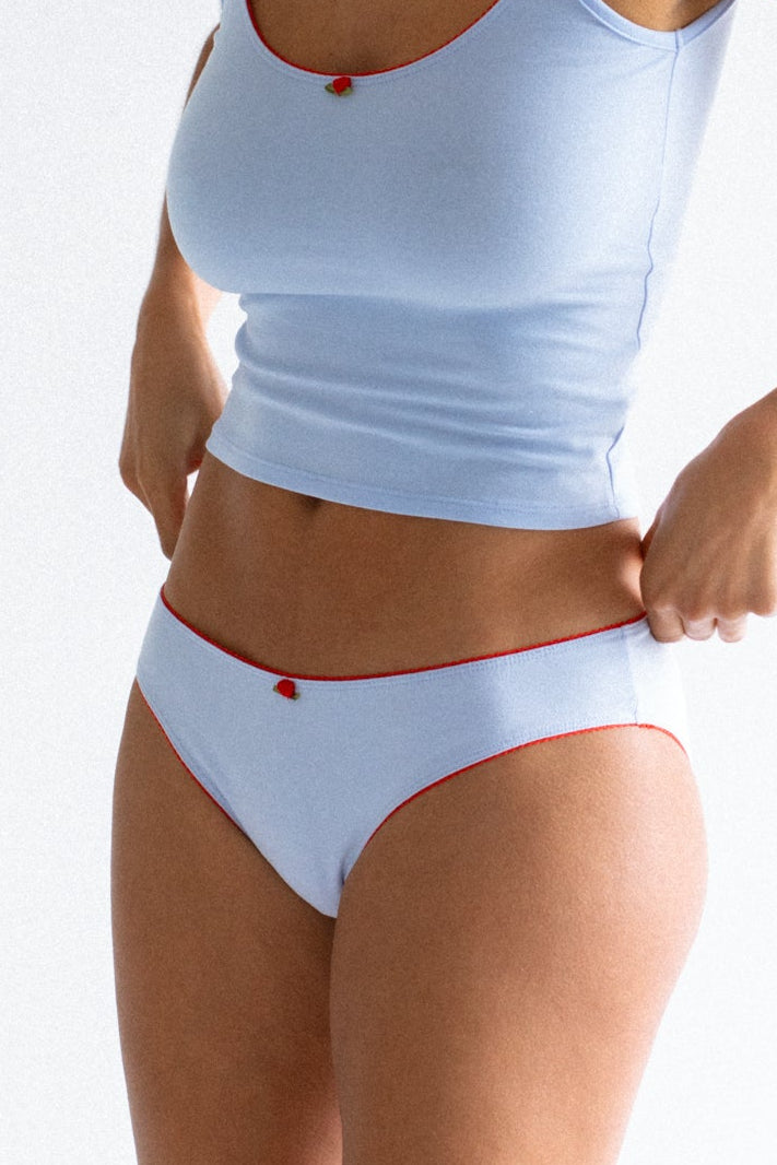 LOW RISE UNDERWEAR IN BABY BLUE/CHERRY