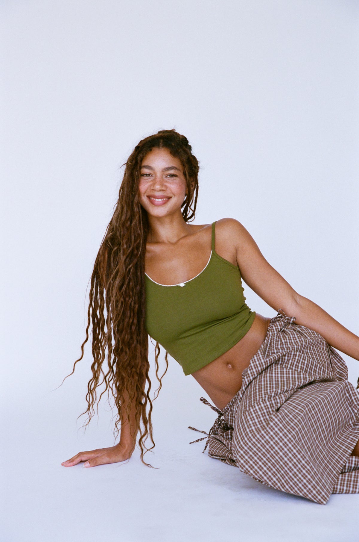 SCOOP BACK CAMI IN MOSS