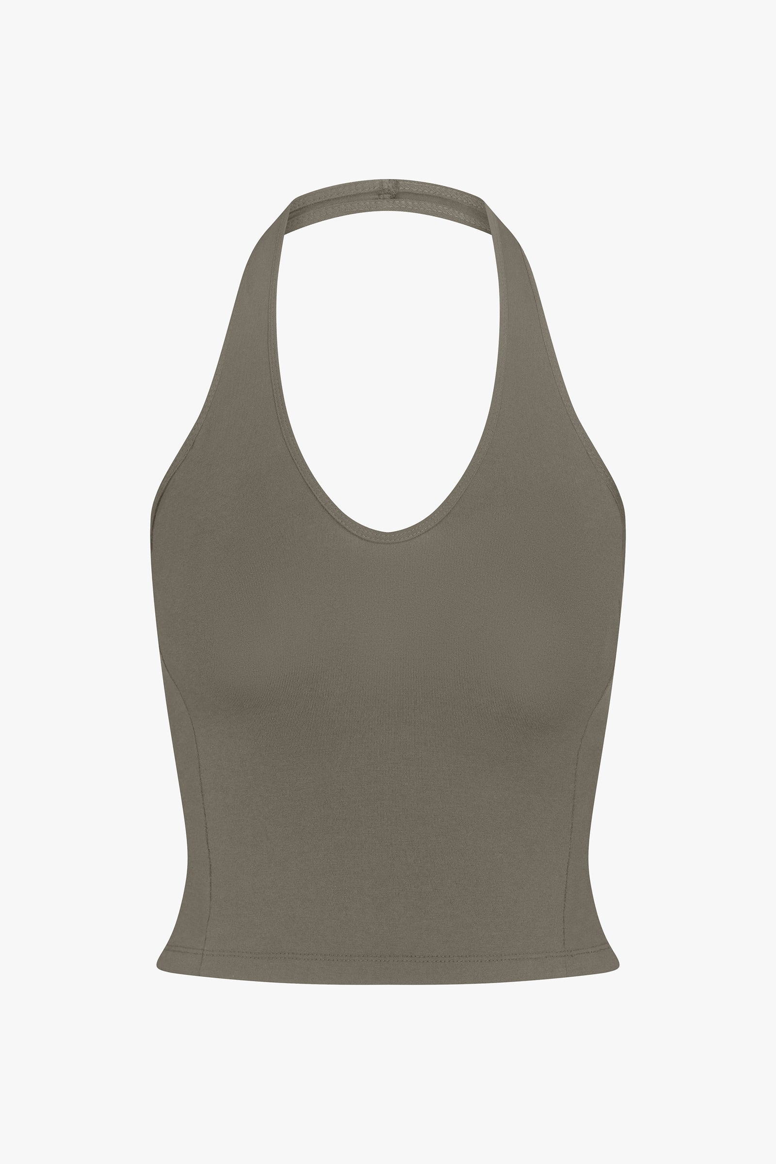 SPORTY HALTER TOP IN TAUPE