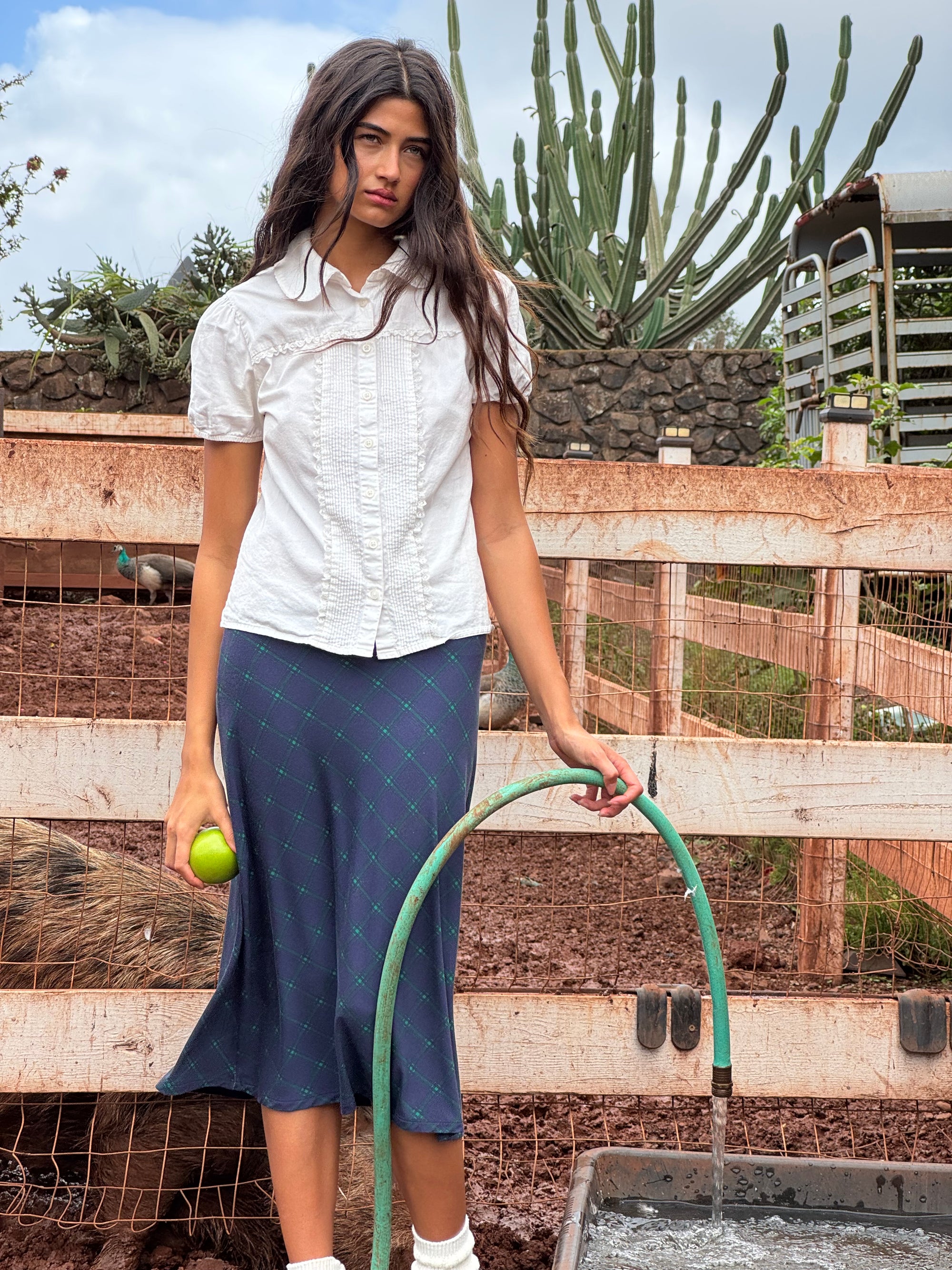BIAS MIDI SLIP SKIRT IN OXFORD