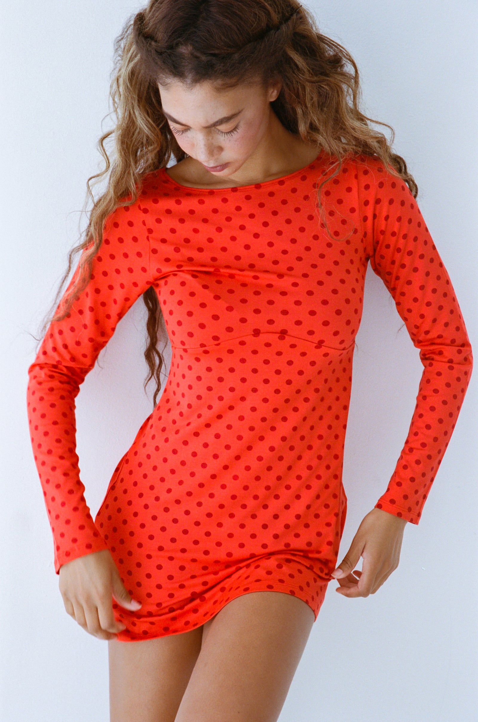 BOATNECK DRESS IN CHILI PEPPER