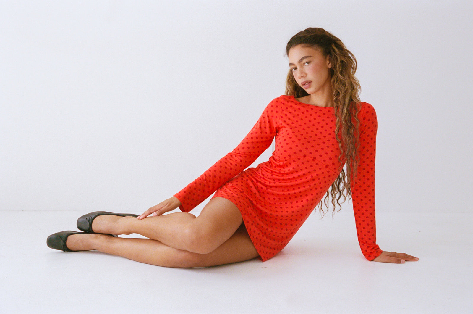 BOATNECK DRESS IN CHILI PEPPER