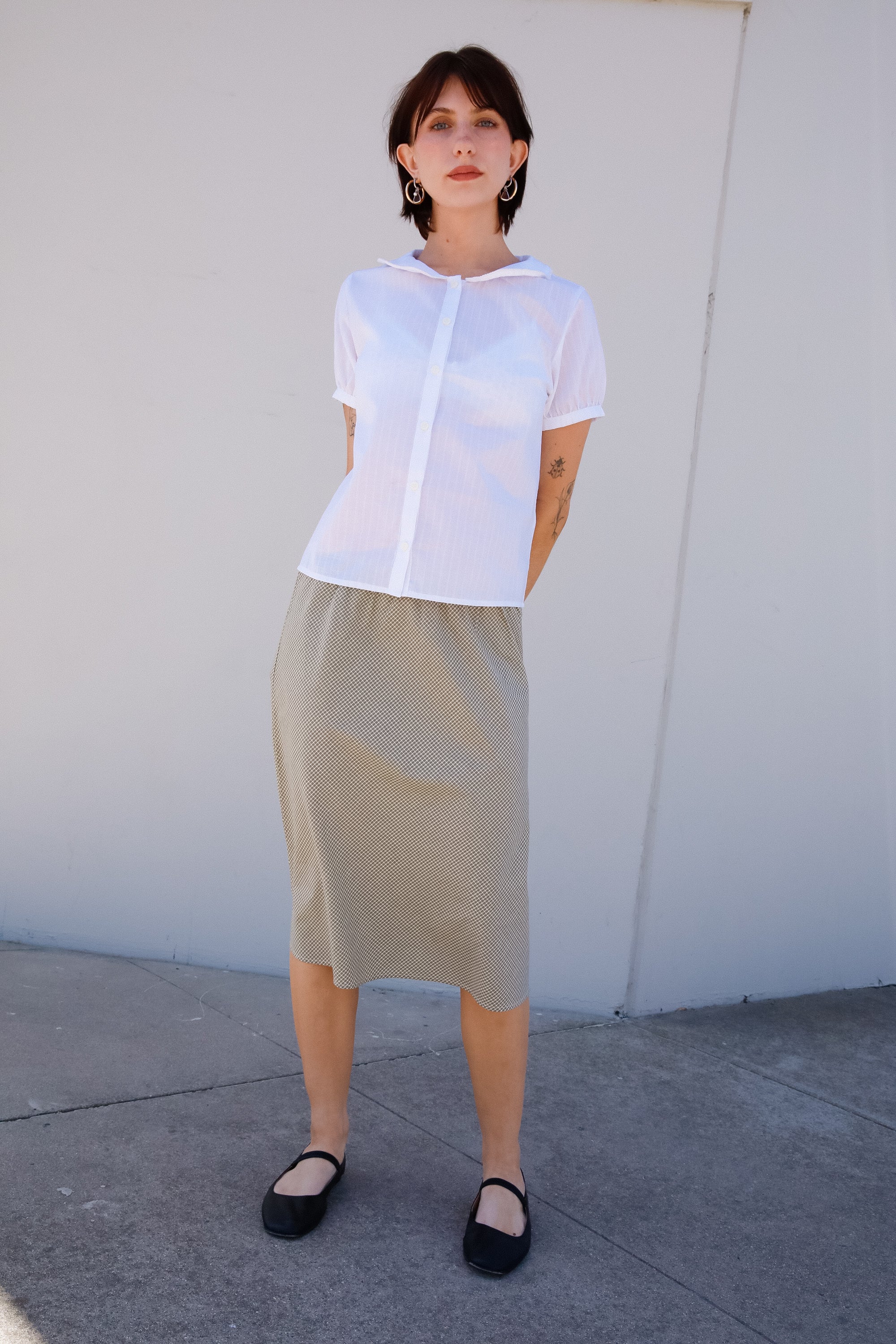 WOVEN BIAS MIDI SLIP SKIRT IN CABANA