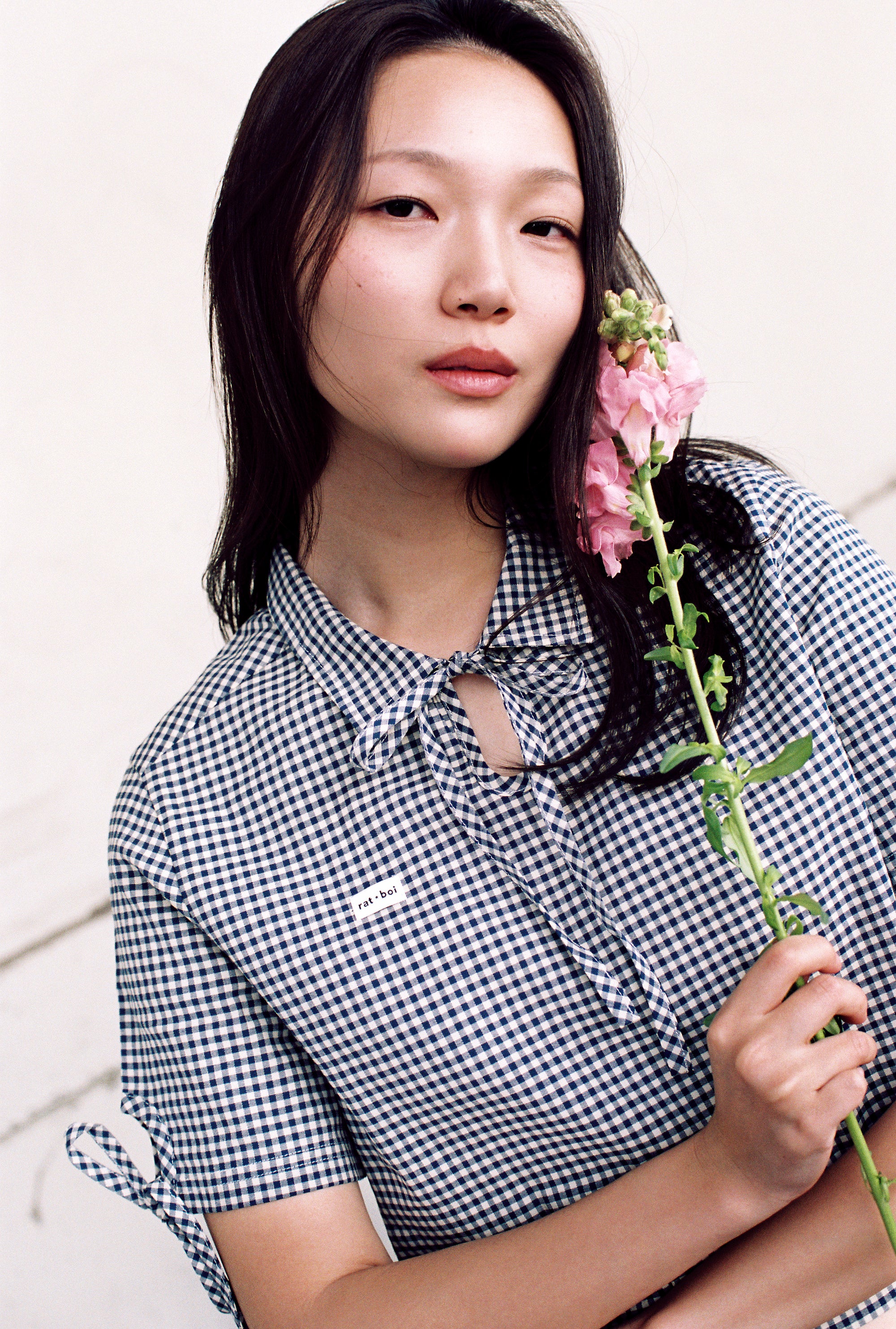 TIE POLO IN NAVY GINGHAM