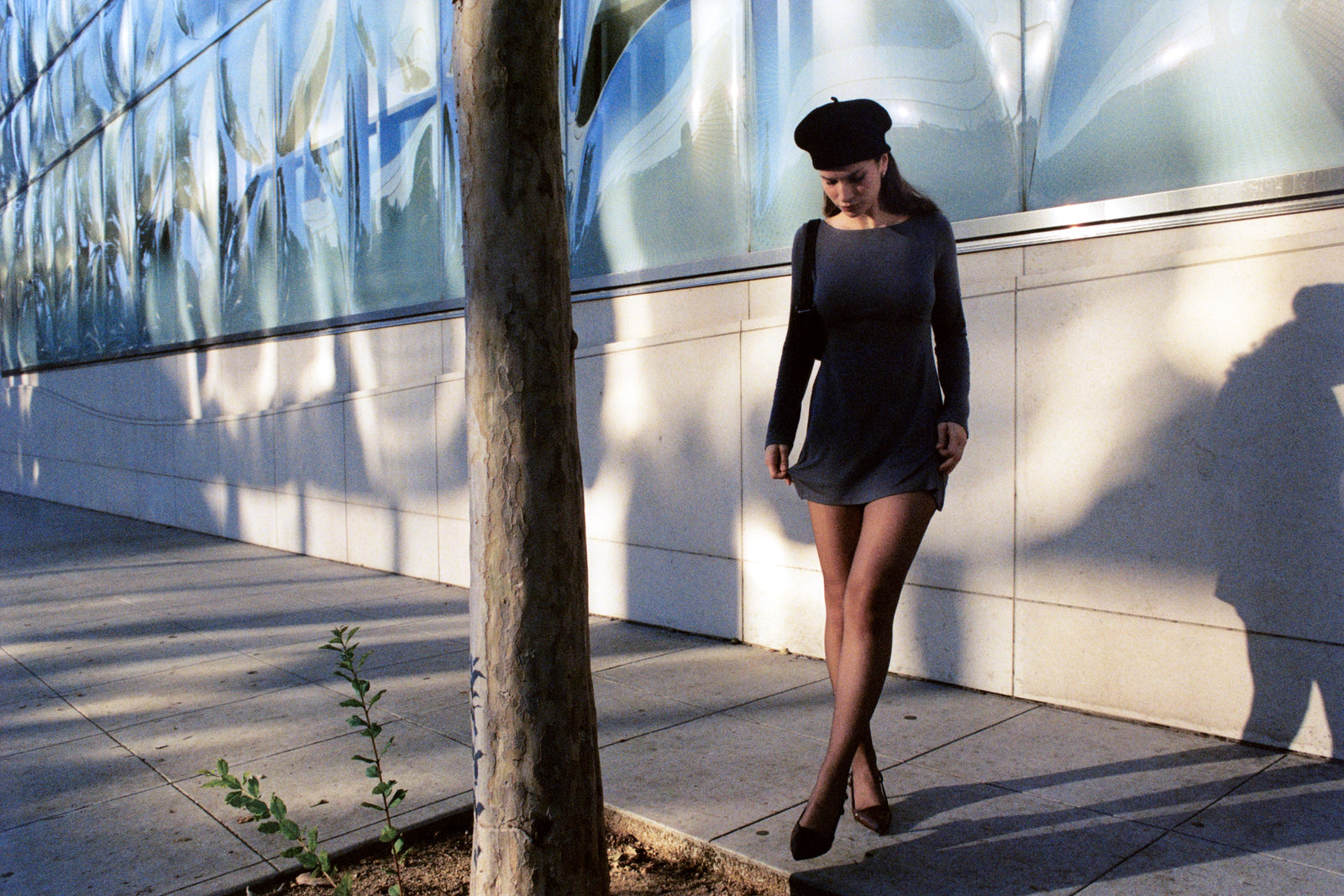 BOATNECK DRESS IN SLATE