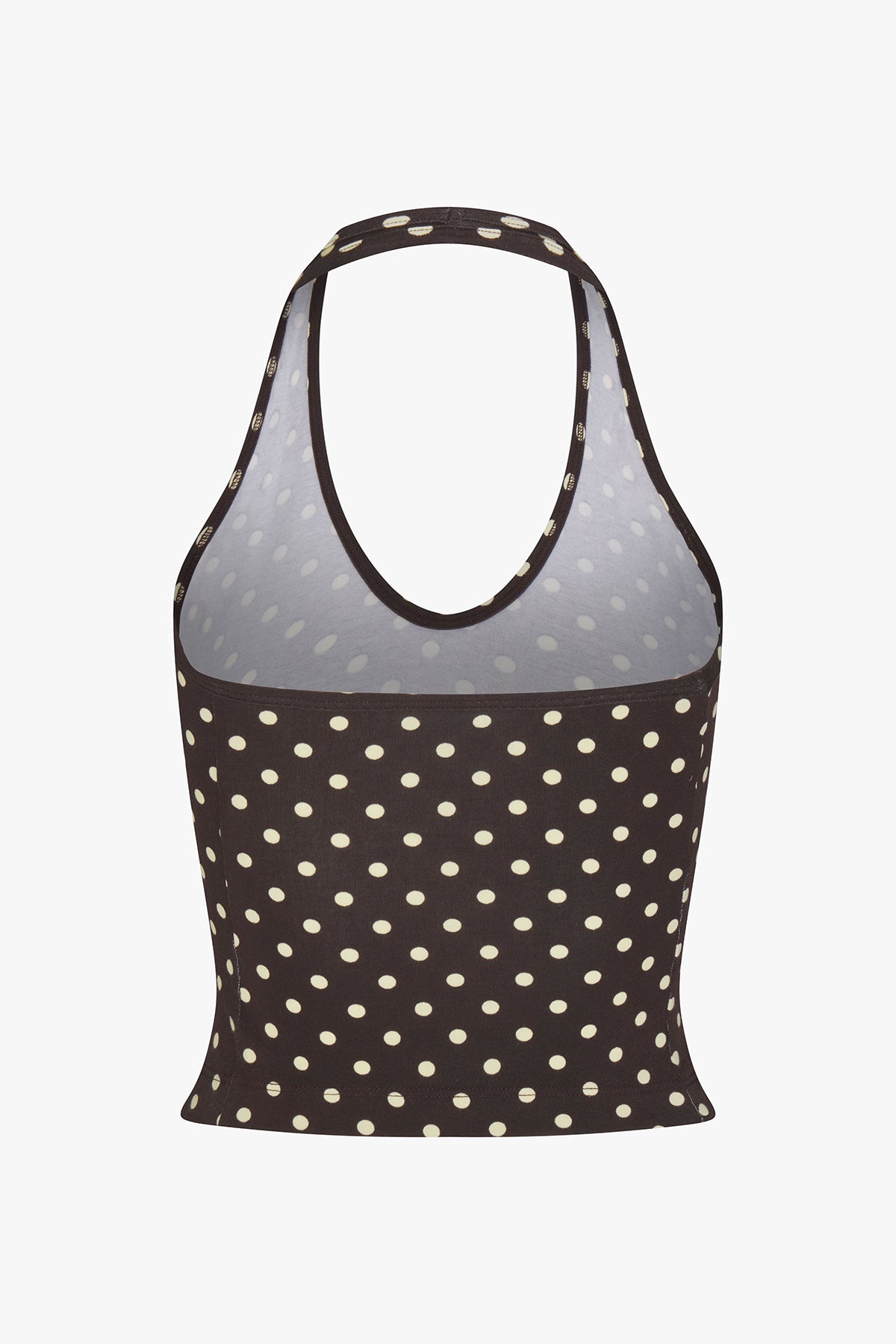 SPORTY HALTER TOP IN ESPRESSO DOT