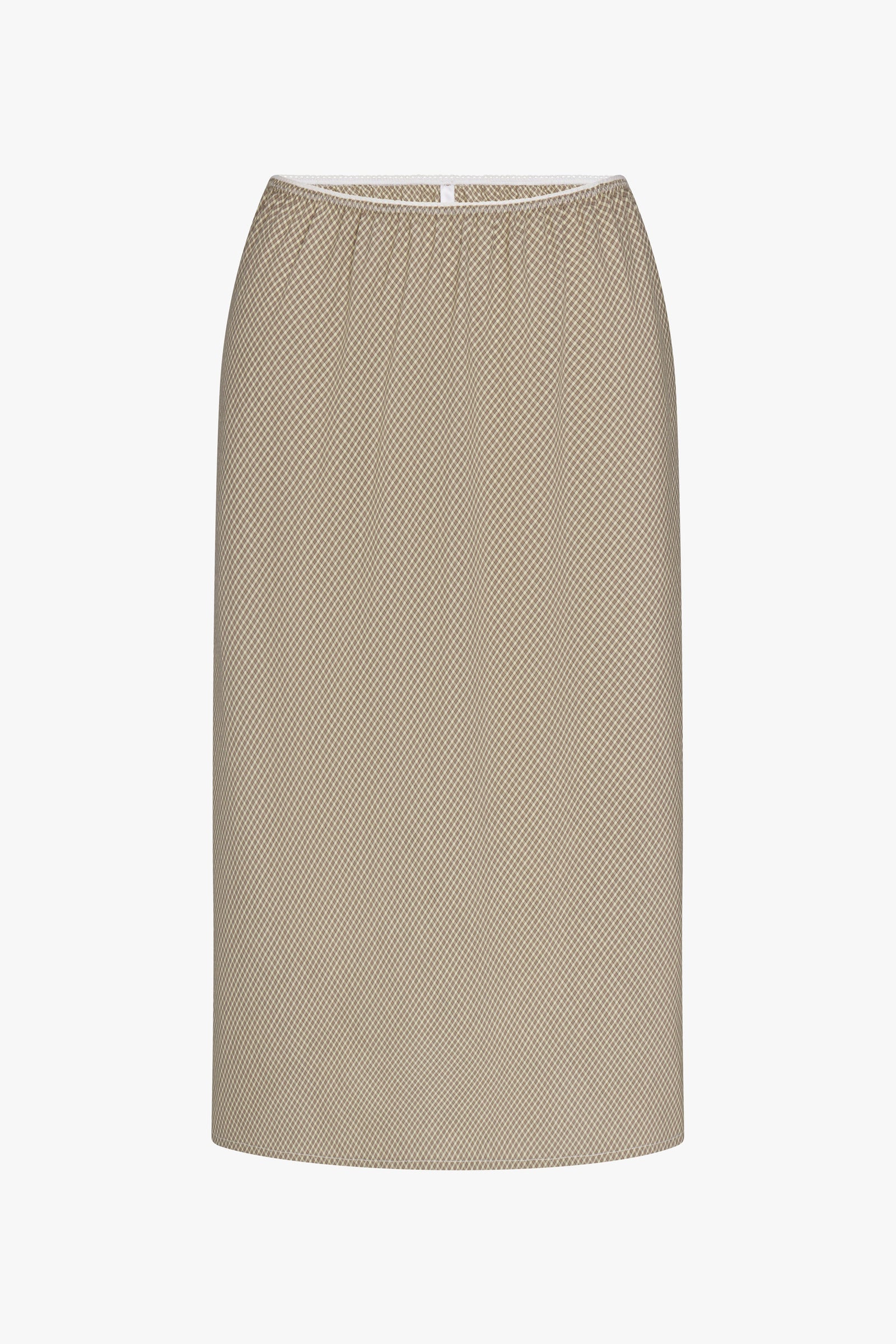 WOVEN BIAS MIDI SLIP SKIRT IN CABANA