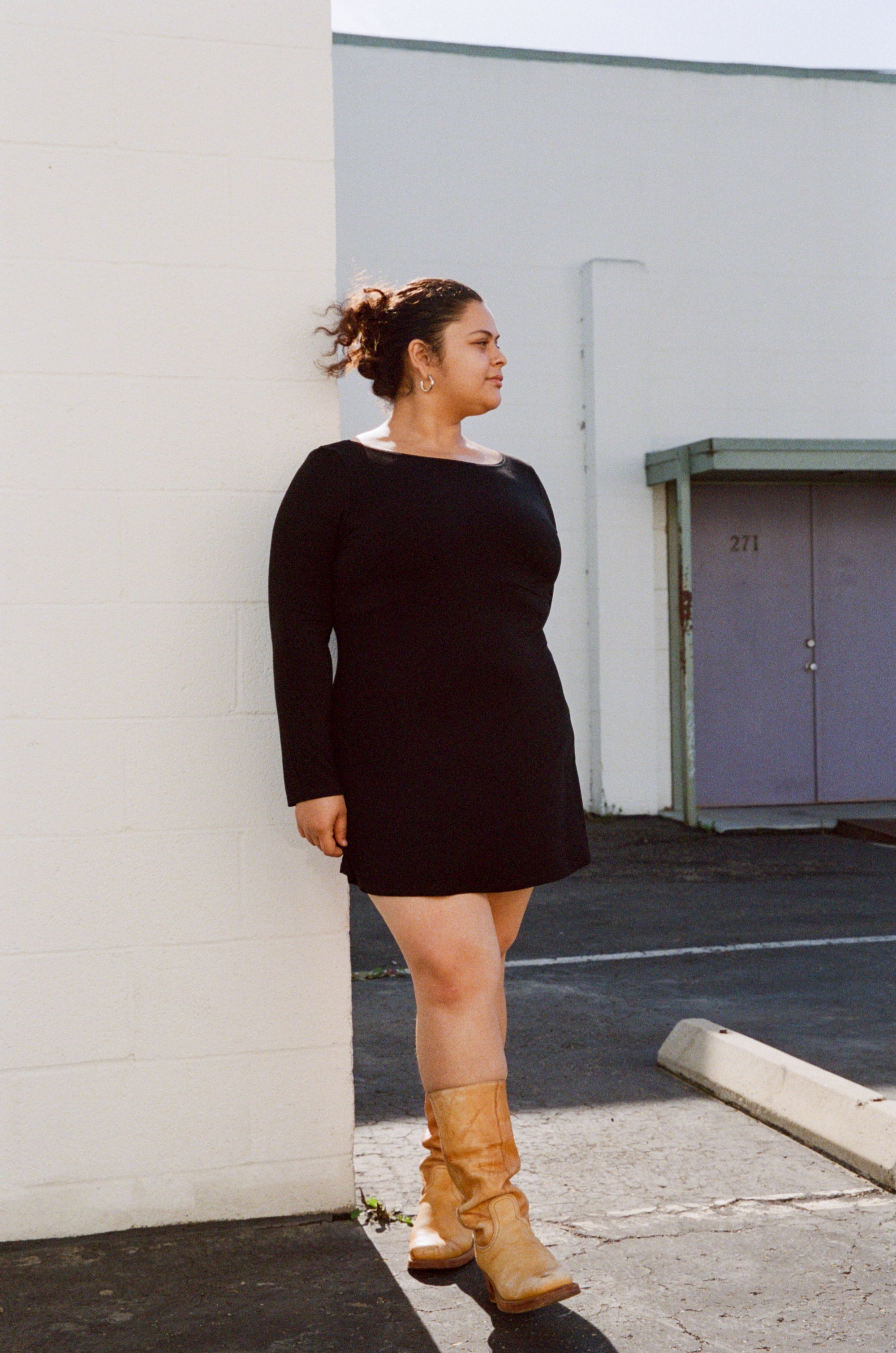 BOATNECK DRESS IN ONYX