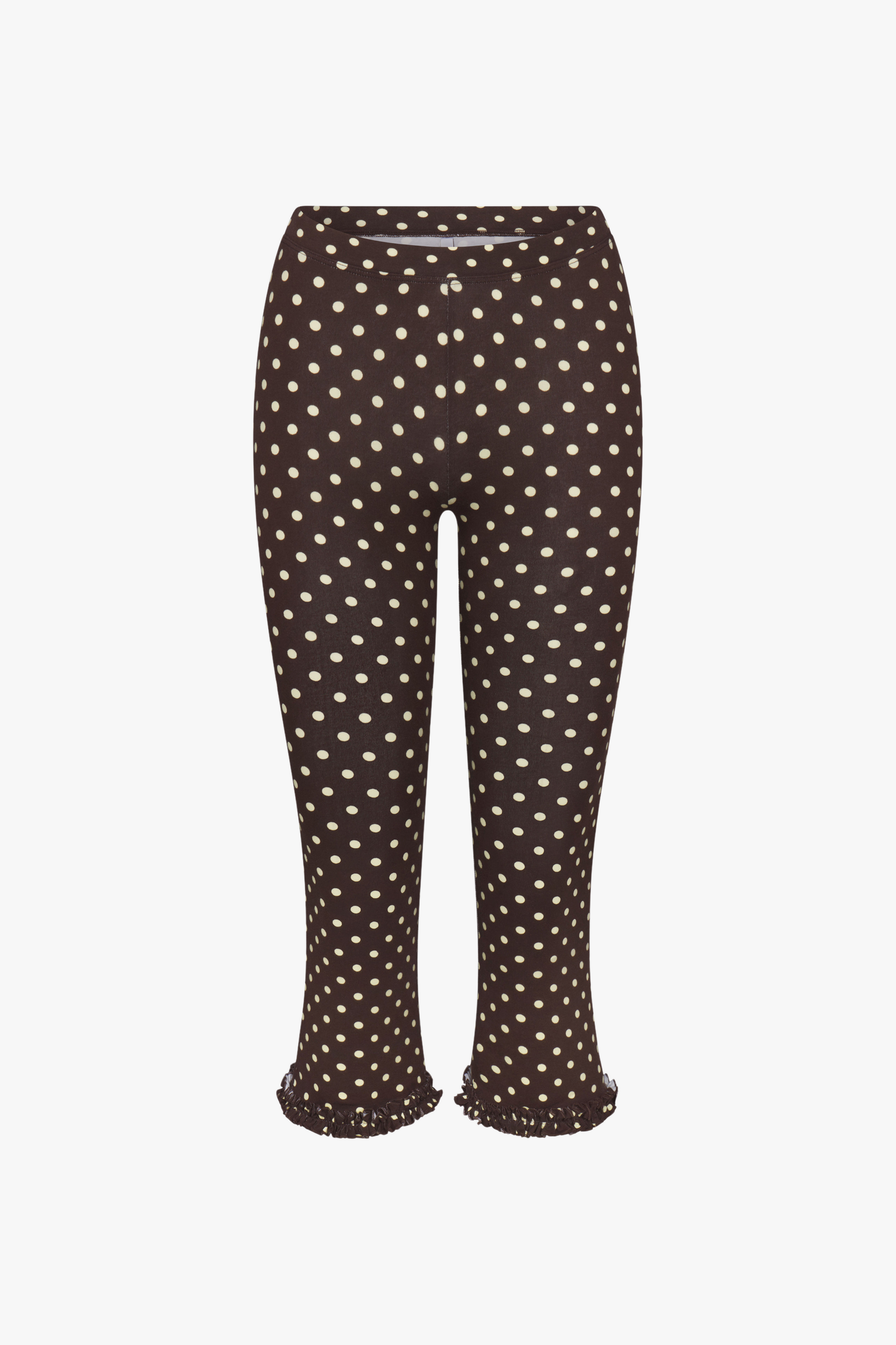 RUFFLE CAPRI IN ESPRESSO DOT
